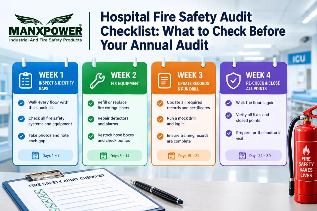 30-day plan to prepare for a hospital fire safety audit