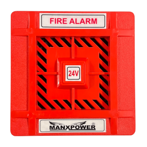 MANXPOWER red ABS hooter, 24V DC audio fire alarm sounder for indoor use